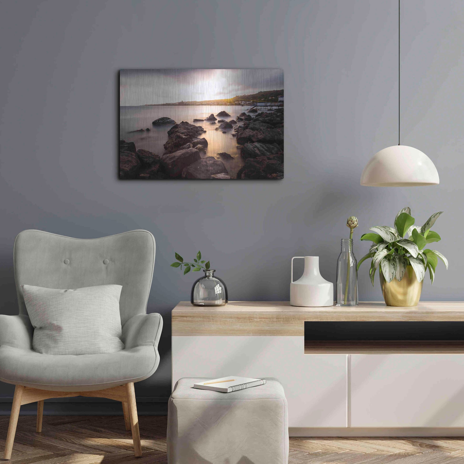 Luxe Metal Art 'The Golden Light' by Giuseppe Torre, Metal Wall Art,24x16