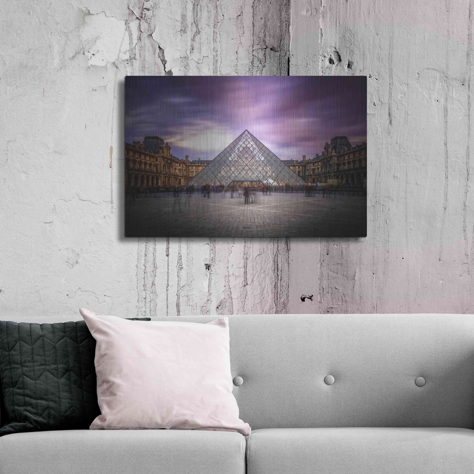 Luxe Metal Art 'Louvre I' by Giuseppe Torre, Metal Wall Art,36x24