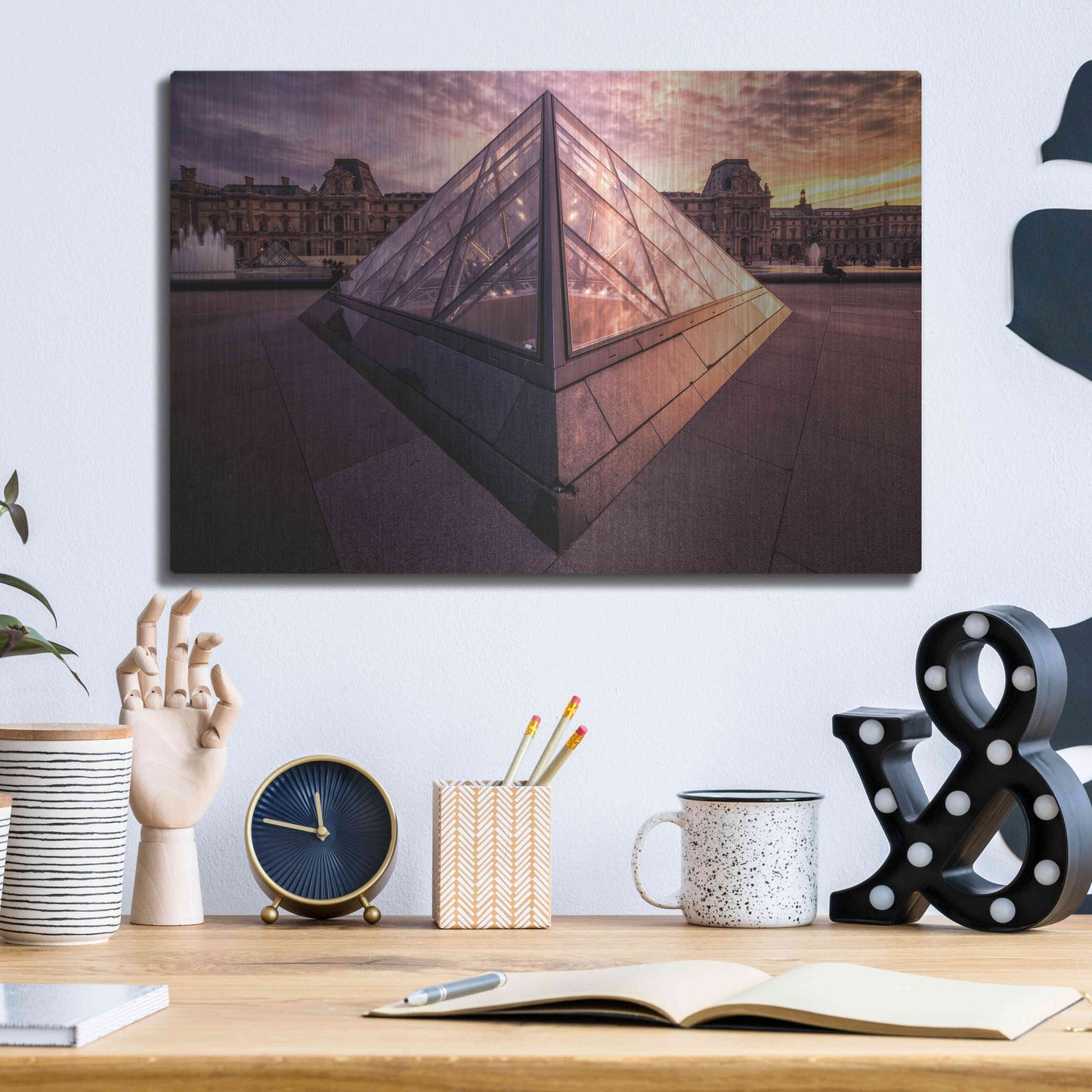 Luxe Metal Art 'Louvre II' by Giuseppe Torre, Metal Wall Art,16x12