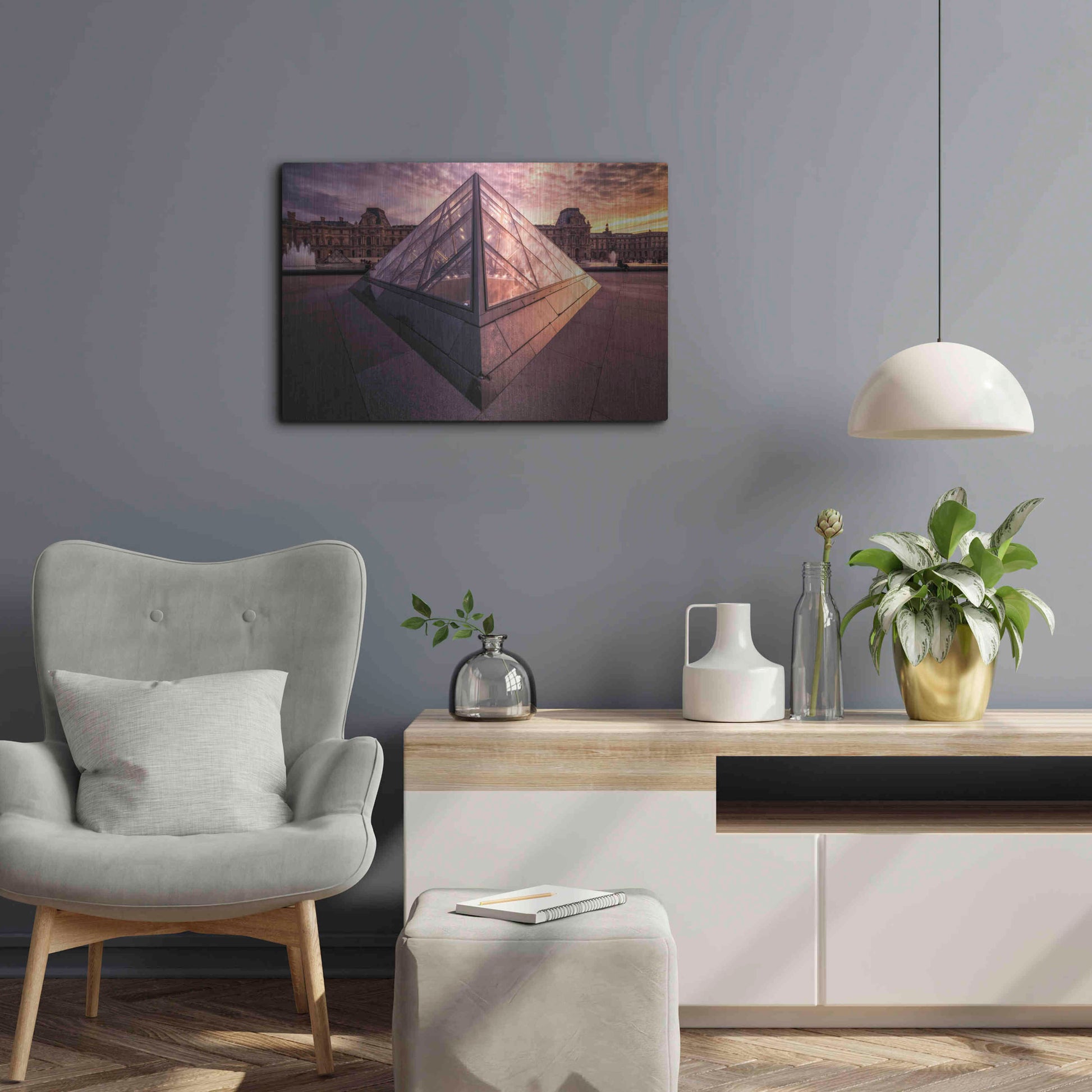 Luxe Metal Art 'Louvre II' by Giuseppe Torre, Metal Wall Art,24x16