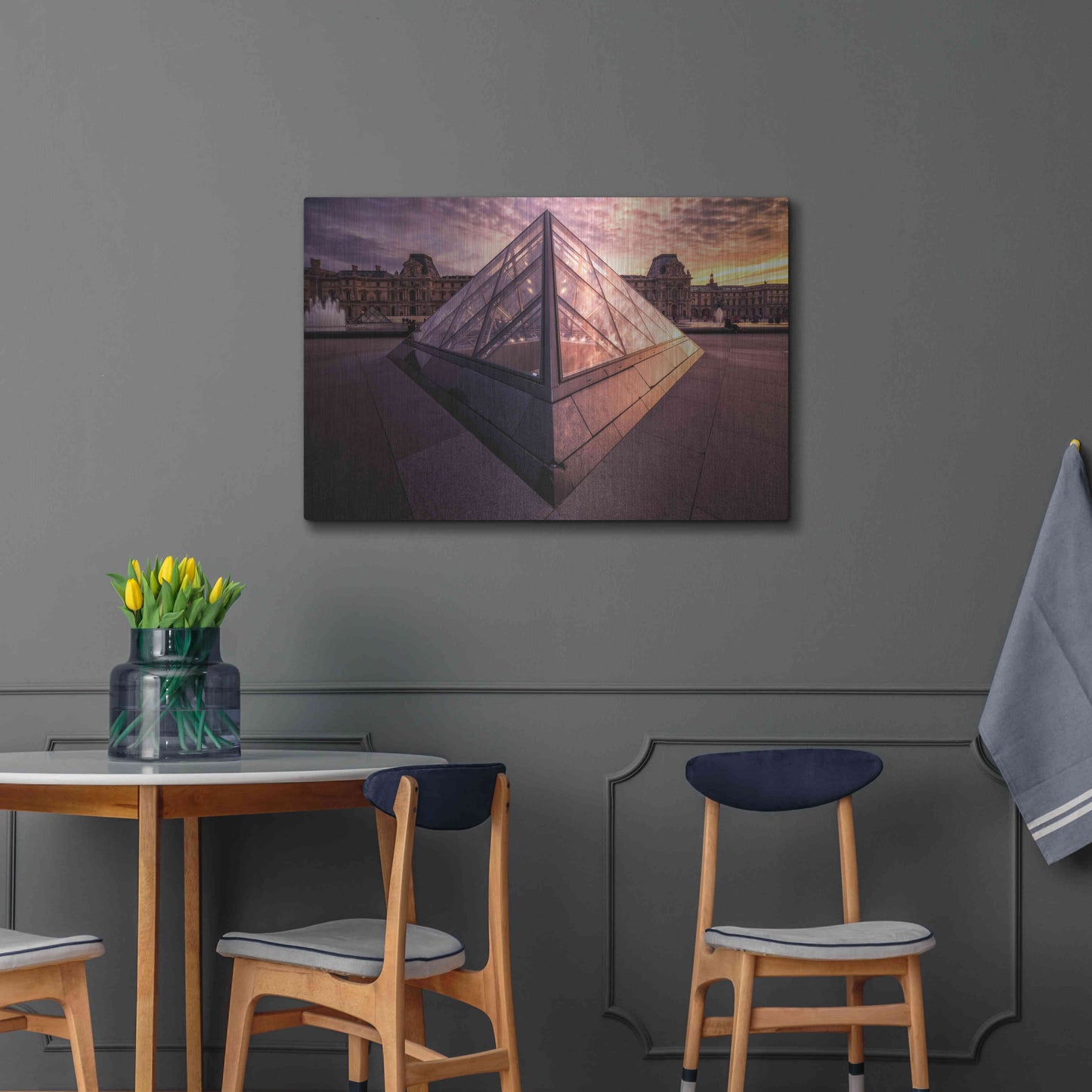 Luxe Metal Art 'Louvre II' by Giuseppe Torre, Metal Wall Art,36x24