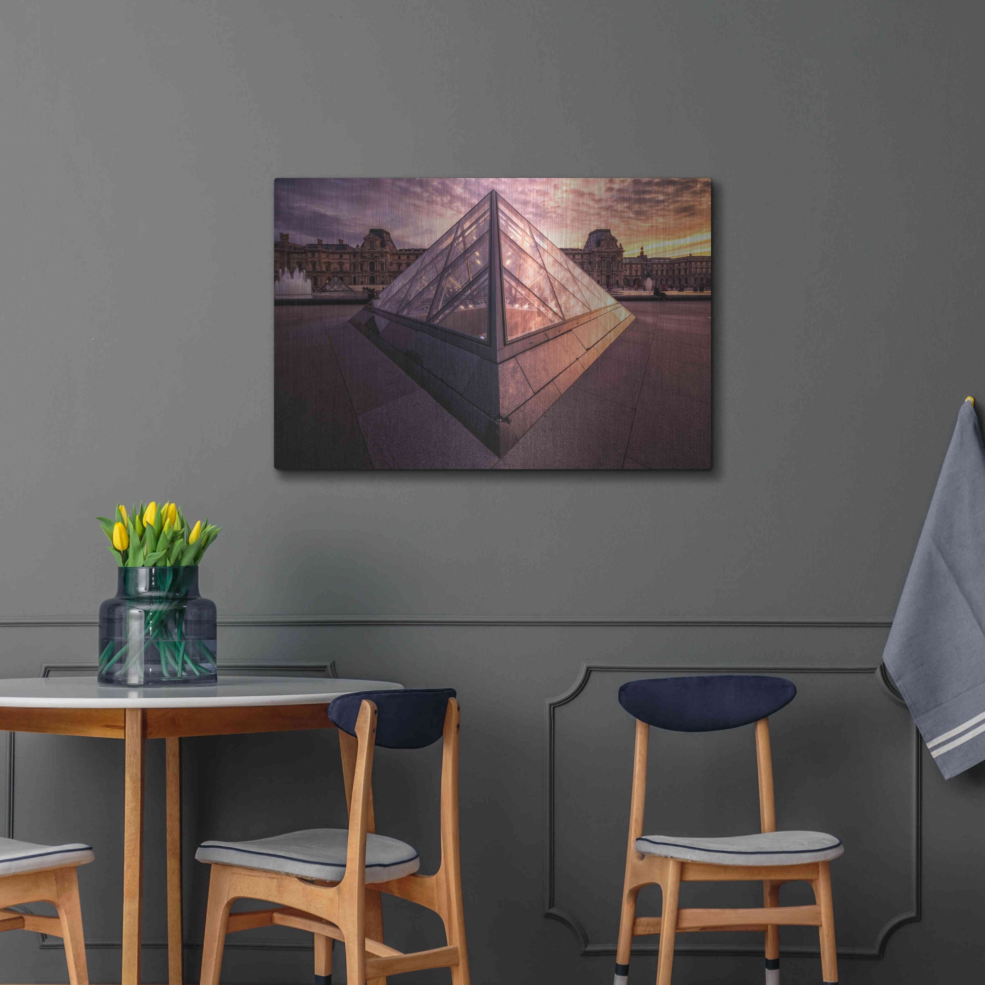 Luxe Metal Art 'Louvre II' by Giuseppe Torre, Metal Wall Art,36x24