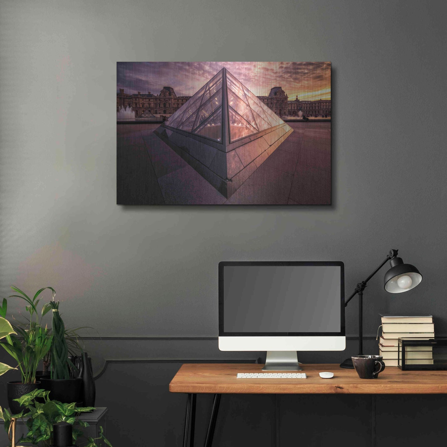 Luxe Metal Art 'Louvre II' by Giuseppe Torre, Metal Wall Art,36x24