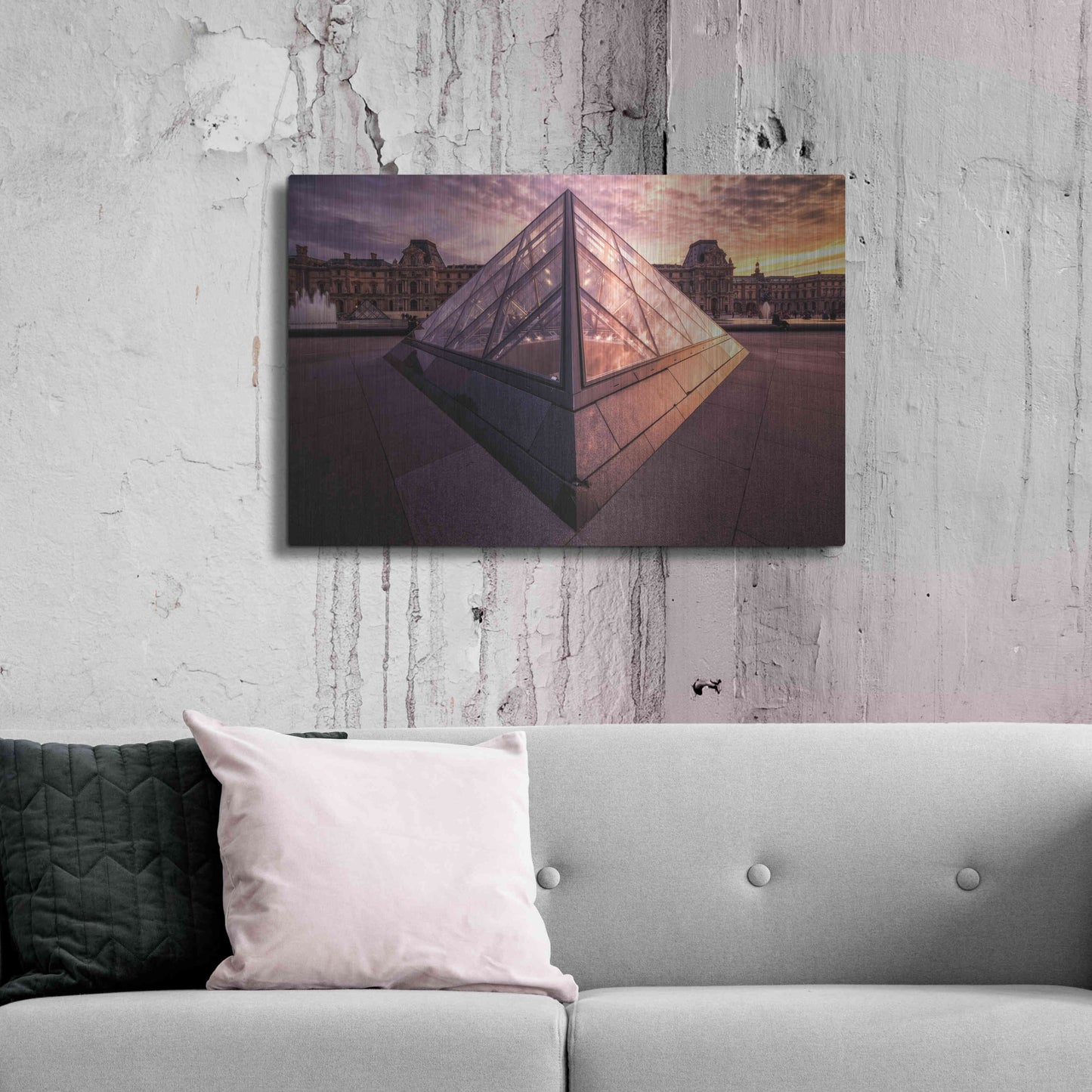 Luxe Metal Art 'Louvre II' by Giuseppe Torre, Metal Wall Art,36x24