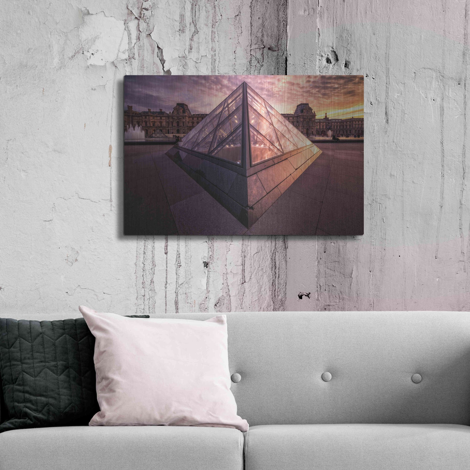 Luxe Metal Art 'Louvre II' by Giuseppe Torre, Metal Wall Art,36x24