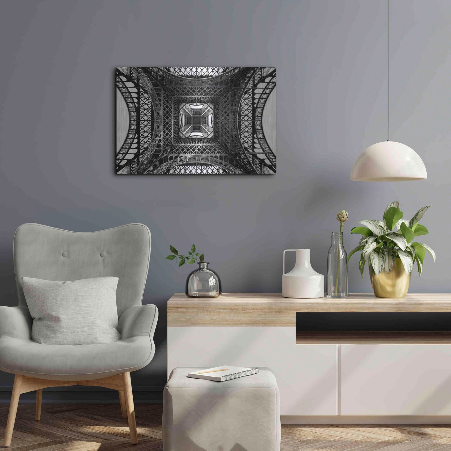 Luxe Metal Art 'Eiffel II' by Giuseppe Torre, Metal Wall Art,24x16