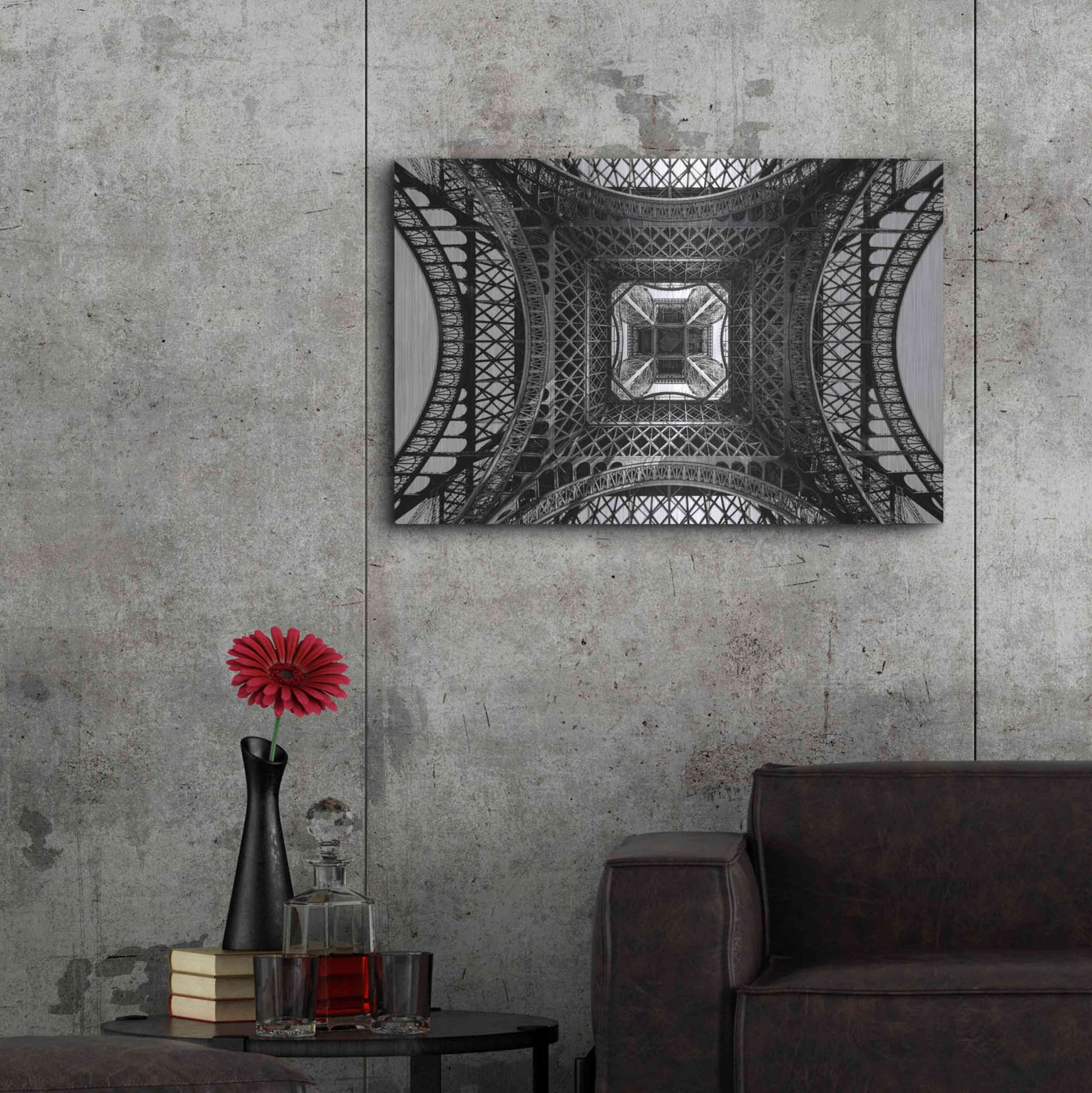 Luxe Metal Art 'Eiffel II' by Giuseppe Torre, Metal Wall Art,36x24