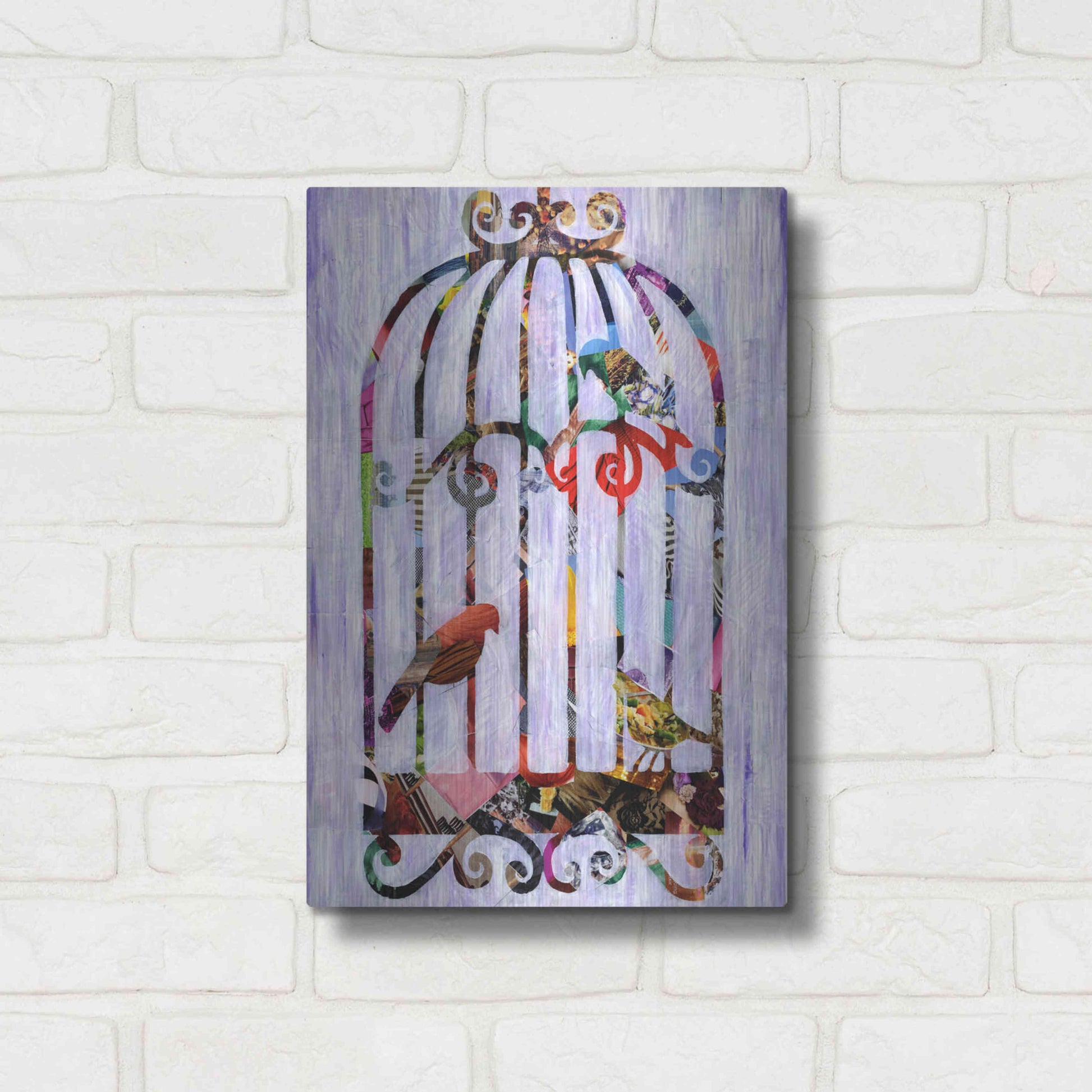 Luxe Metal Art 'Bird Cage' by Artpoptart, Metal Wall Art,12x16
