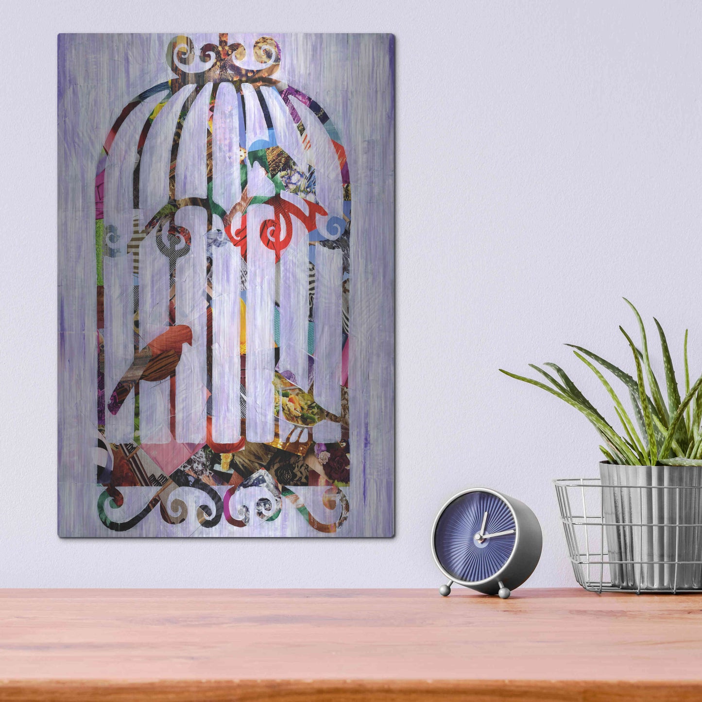 Luxe Metal Art 'Bird Cage' by Artpoptart, Metal Wall Art,12x16