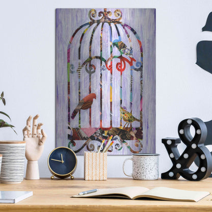 Luxe Metal Art 'Bird Cage' by Artpoptart, Metal Wall Art,12x16
