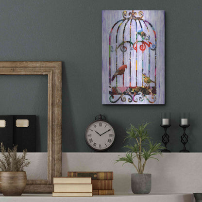 Luxe Metal Art 'Bird Cage' by Artpoptart, Metal Wall Art,12x16