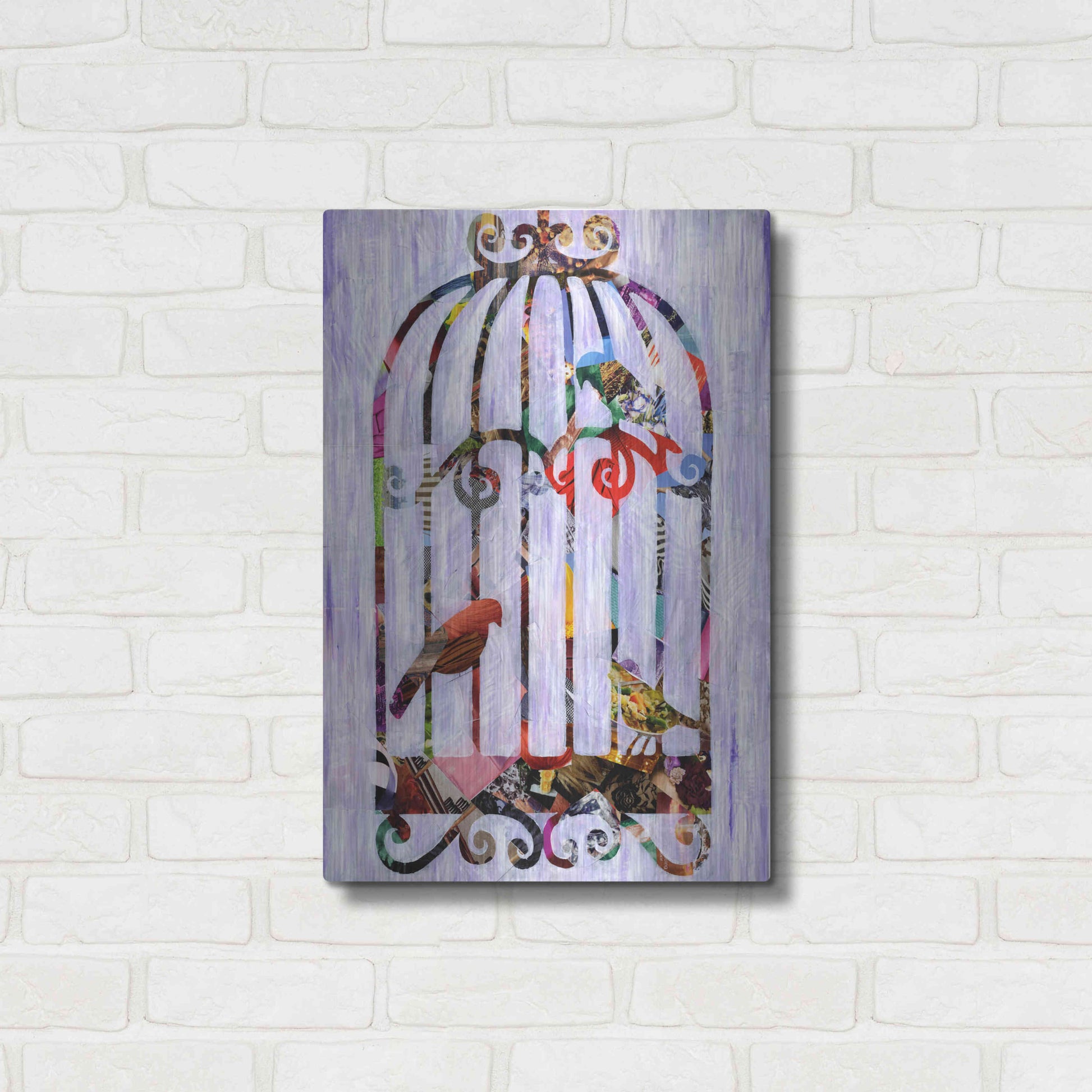 Luxe Metal Art 'Bird Cage' by Artpoptart, Metal Wall Art,16x24