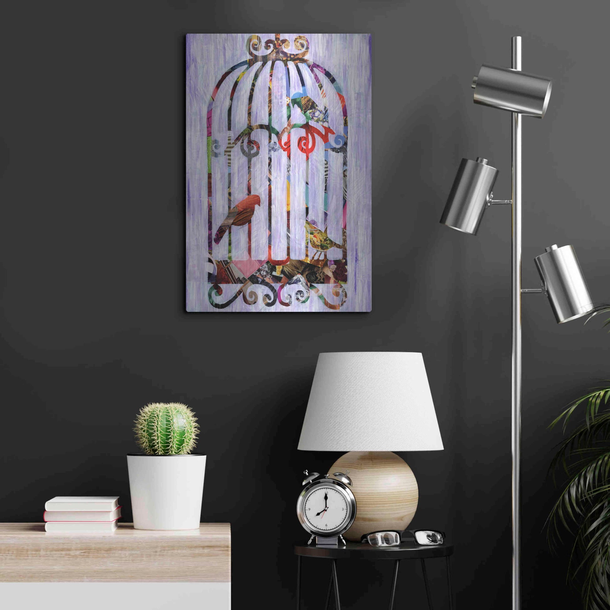 Luxe Metal Art 'Bird Cage' by Artpoptart, Metal Wall Art,16x24