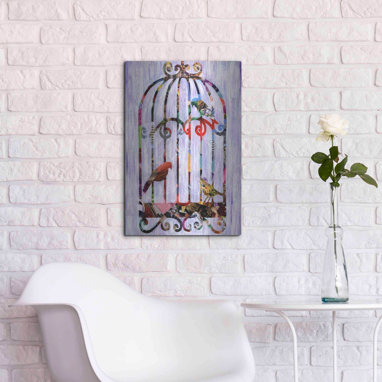 Luxe Metal Art 'Bird Cage' by Artpoptart, Metal Wall Art,16x24