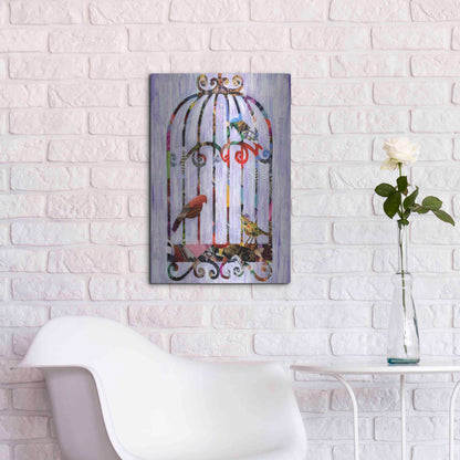 Luxe Metal Art 'Bird Cage' by Artpoptart, Metal Wall Art,16x24