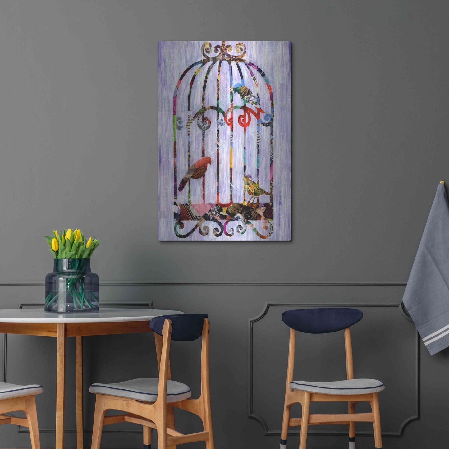 Luxe Metal Art 'Bird Cage' by Artpoptart, Metal Wall Art,24x36