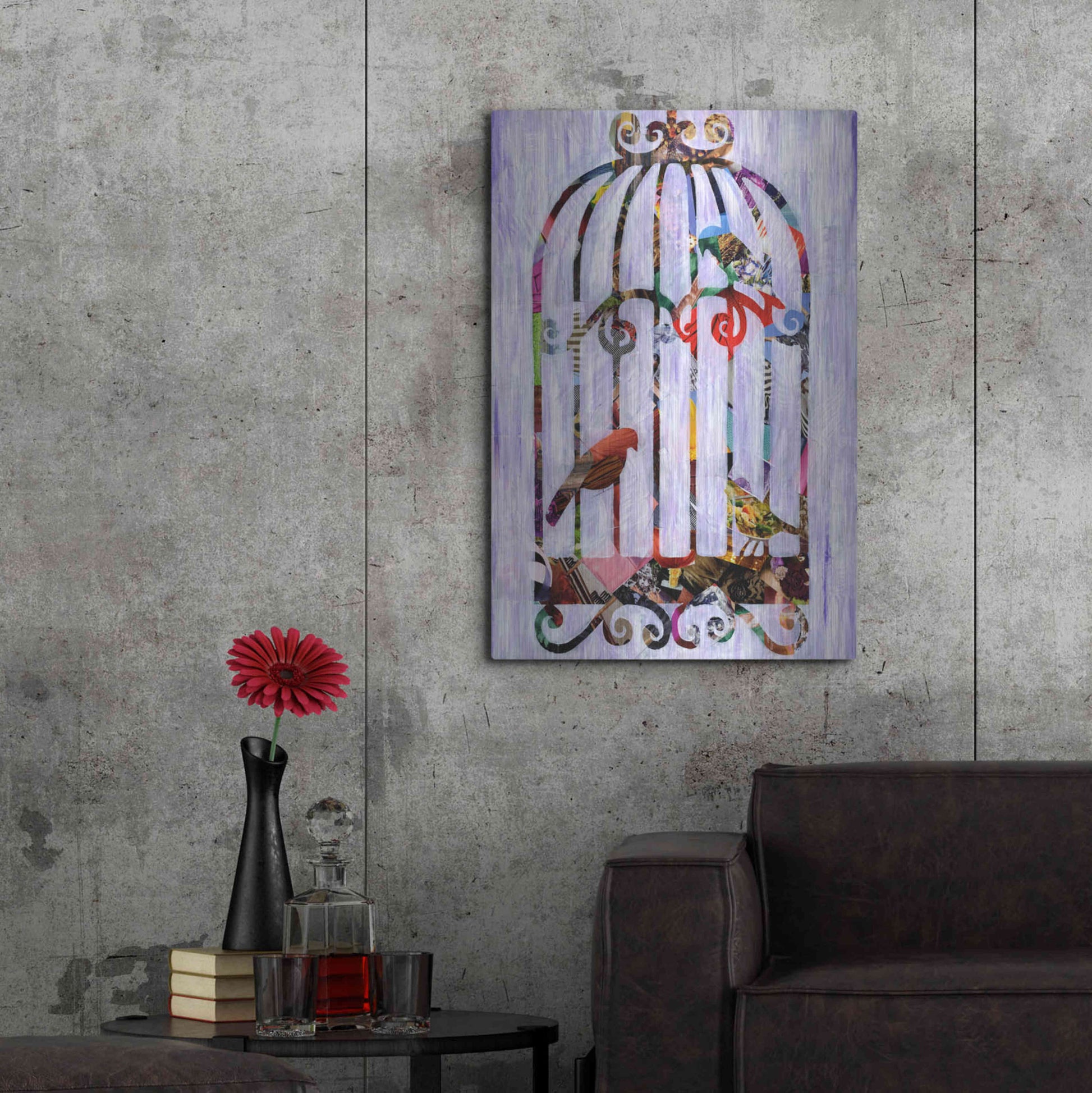 Luxe Metal Art 'Bird Cage' by Artpoptart, Metal Wall Art,24x36