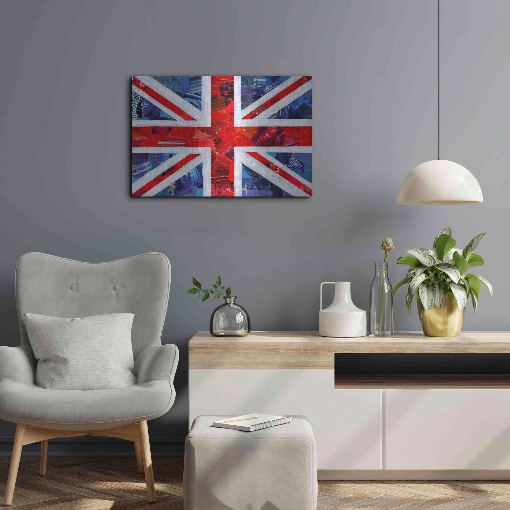 Luxe Metal Art 'Union Jack' by Artpoptart, Metal Wall Art,24x16