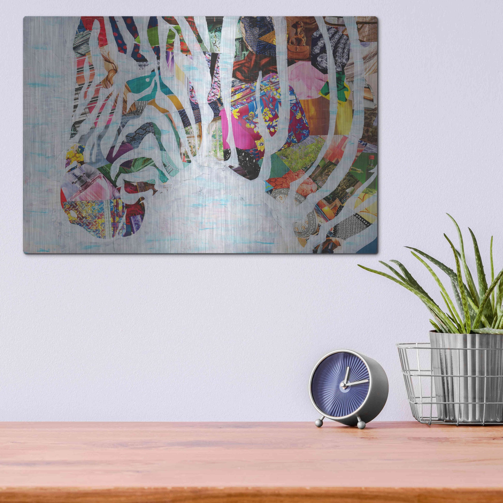 Luxe Metal Art 'Zebra' by Artpoptart, Metal Wall Art,16x12