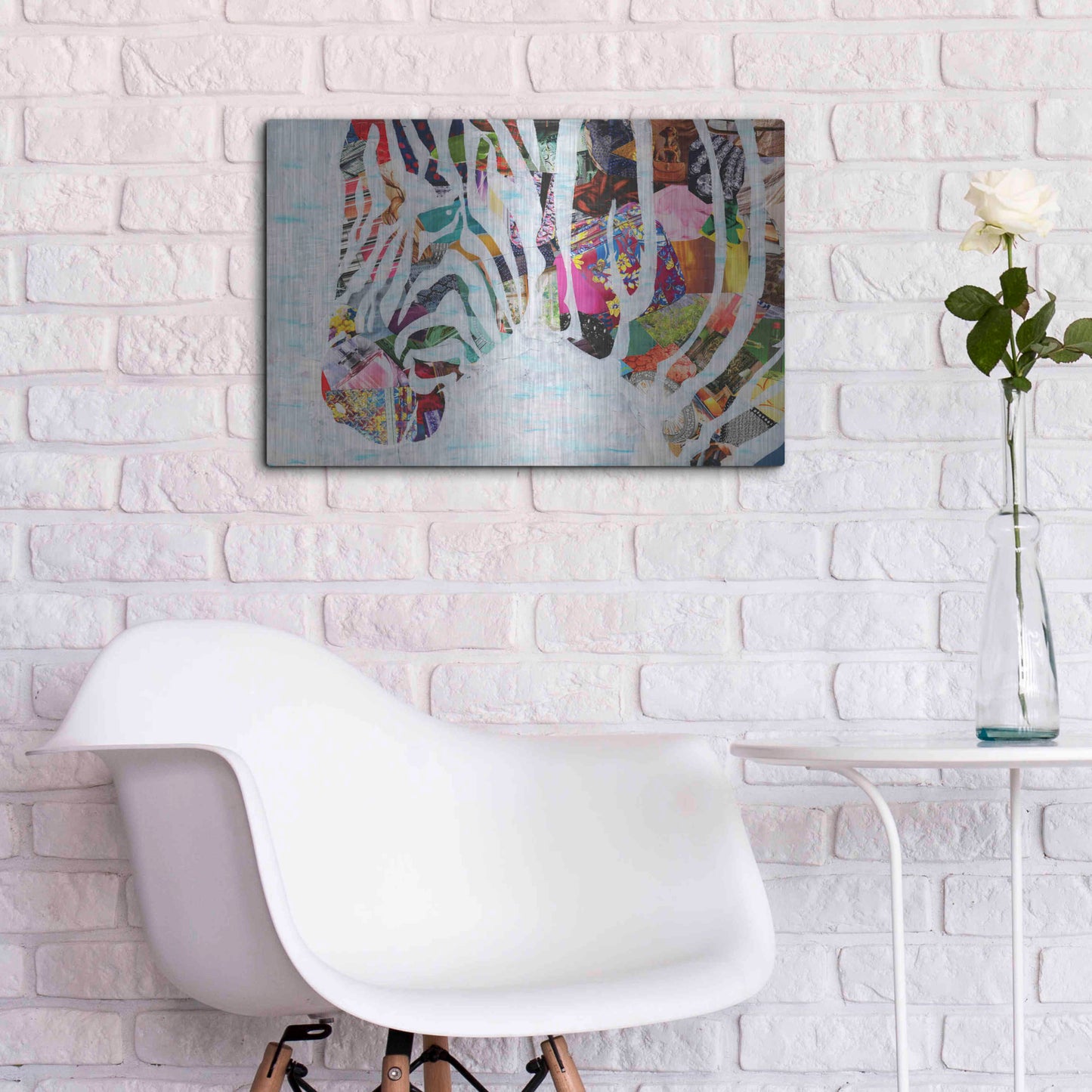 Luxe Metal Art 'Zebra' by Artpoptart, Metal Wall Art,24x16