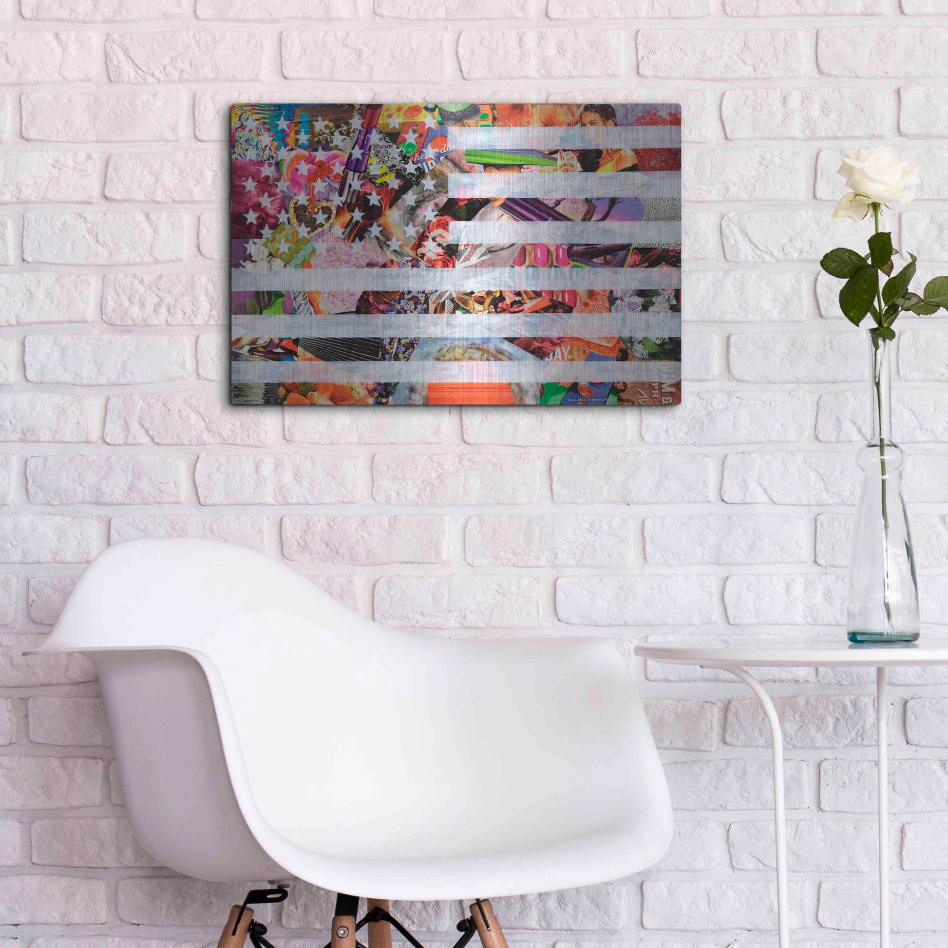 Luxe Metal Art 'Murican Flag' by Artpoptart, Metal Wall Art,24x16