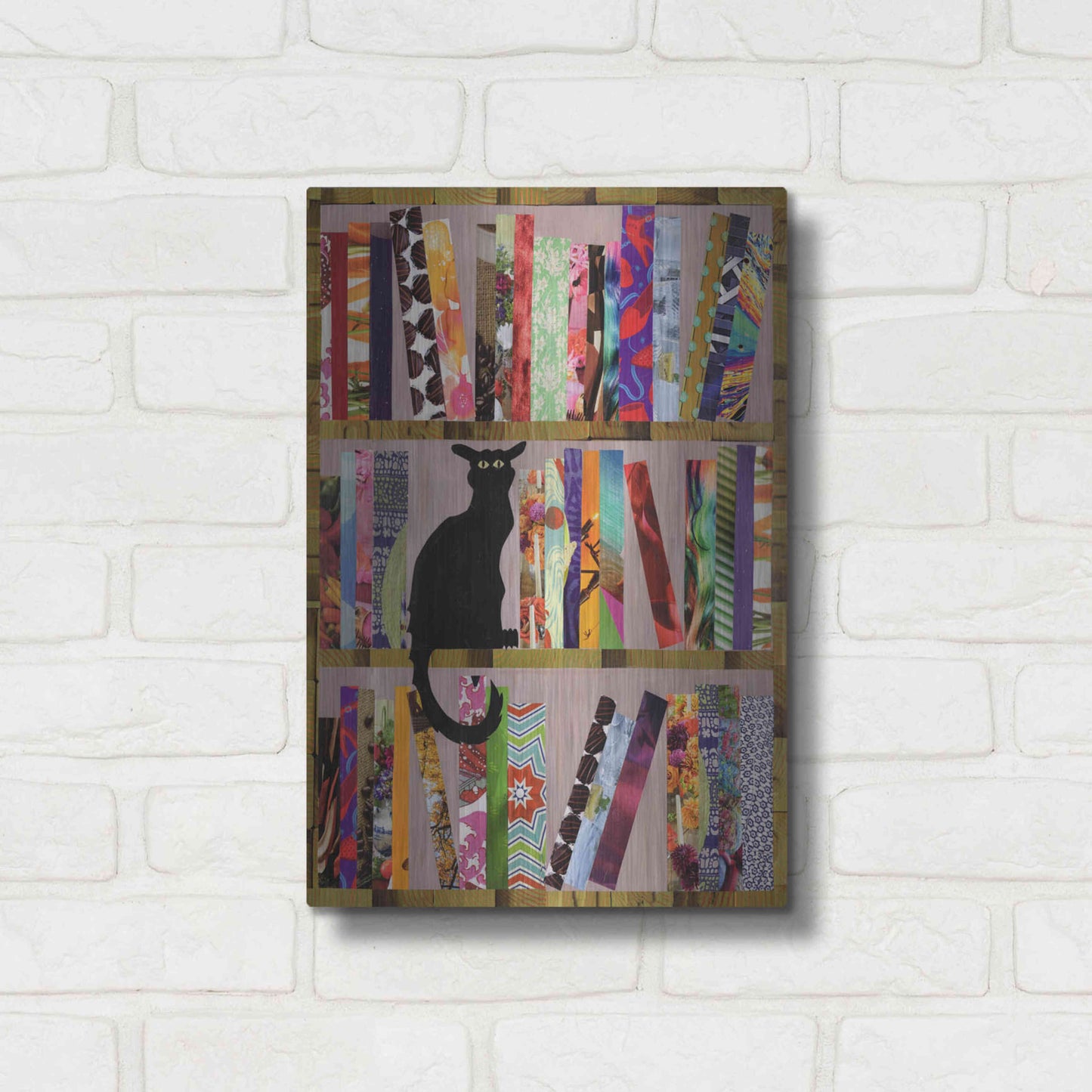 Luxe Metal Art 'Bookcat' by Artpoptart, Metal Wall Art,12x16