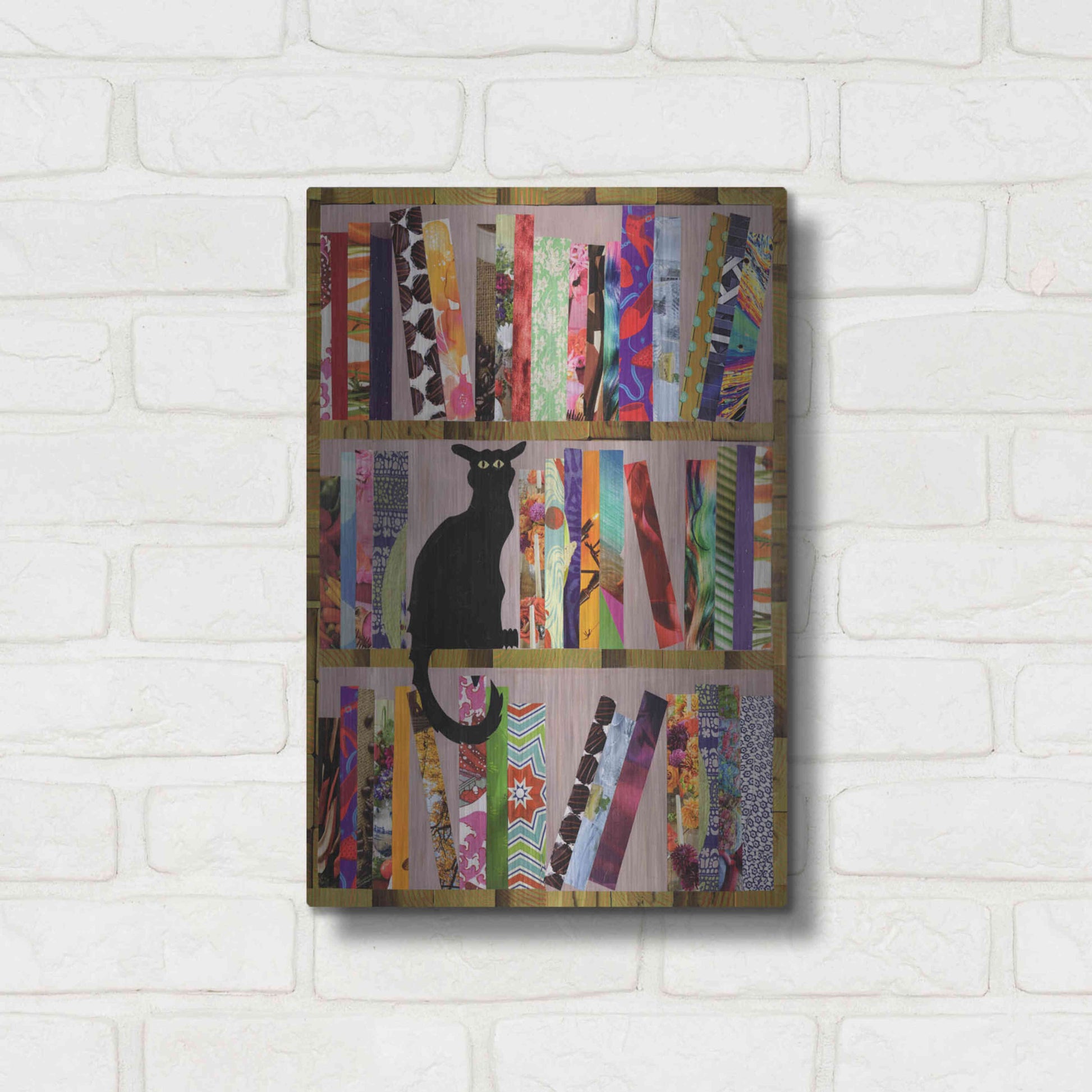 Luxe Metal Art 'Bookcat' by Artpoptart, Metal Wall Art,12x16