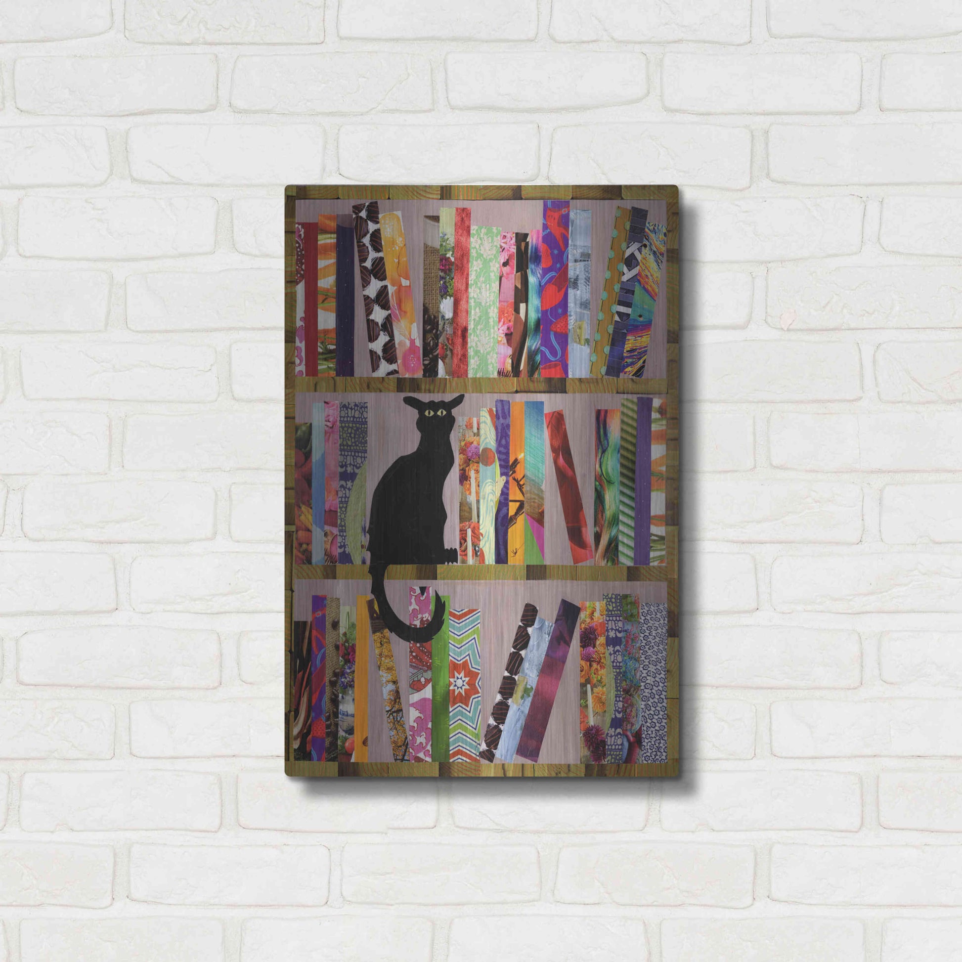 Luxe Metal Art 'Bookcat' by Artpoptart, Metal Wall Art,16x24