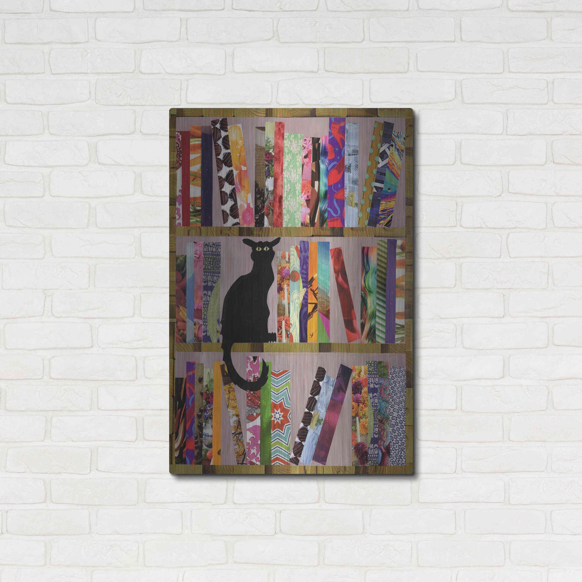 Luxe Metal Art 'Bookcat' by Artpoptart, Metal Wall Art,24x36