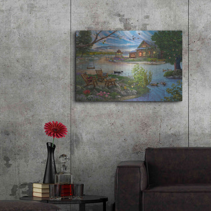 Luxe Metal Art 'Coffee on the Lakeshore' by Bigelow Illustrations, Metal Wall Art,36x24