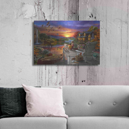 Luxe Metal Art 'Sunset Cabin 11-25' by Bigelow Illustrations, Metal Wall Art,36x24