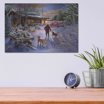 Luxe Metal Art 'Winter Refuge' by Bigelow Illustrations, Metal Wall Art,16x12