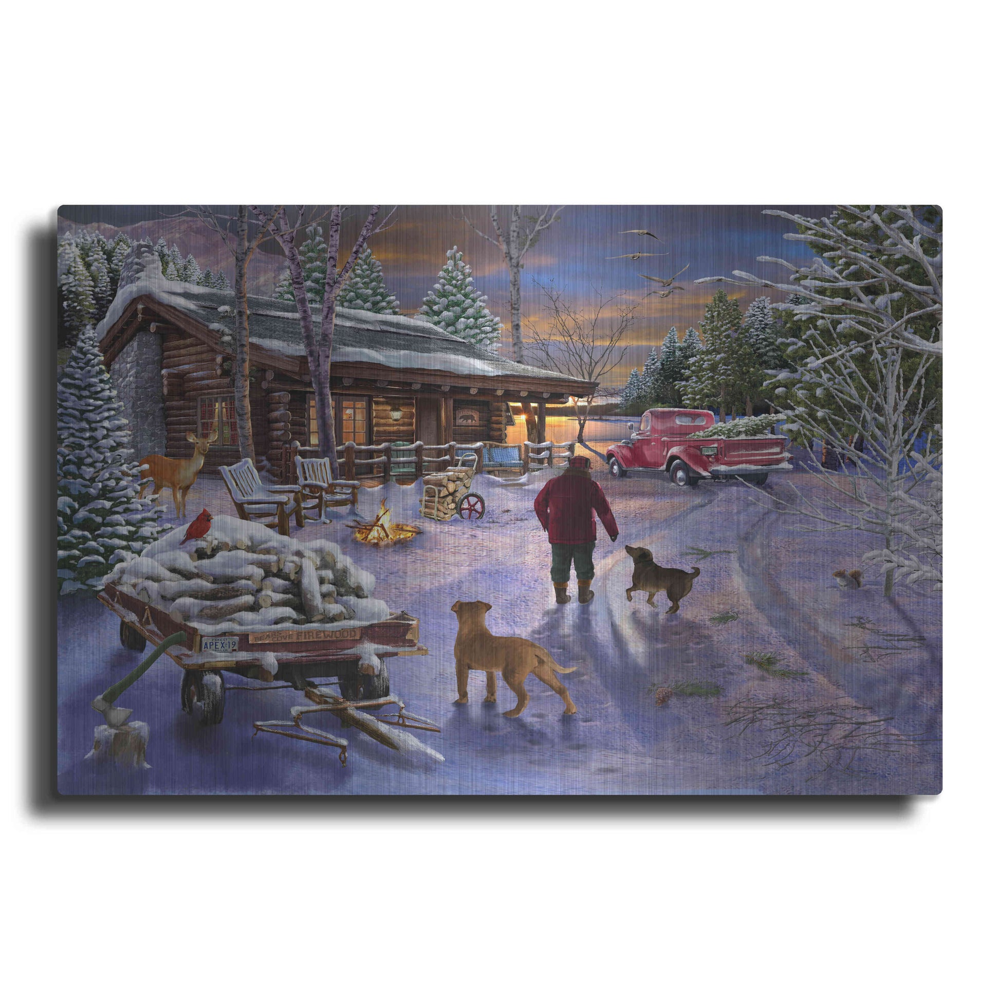 Luxe Metal Art 'Winter Refuge' by Bigelow Illustrations, Metal Wall Art