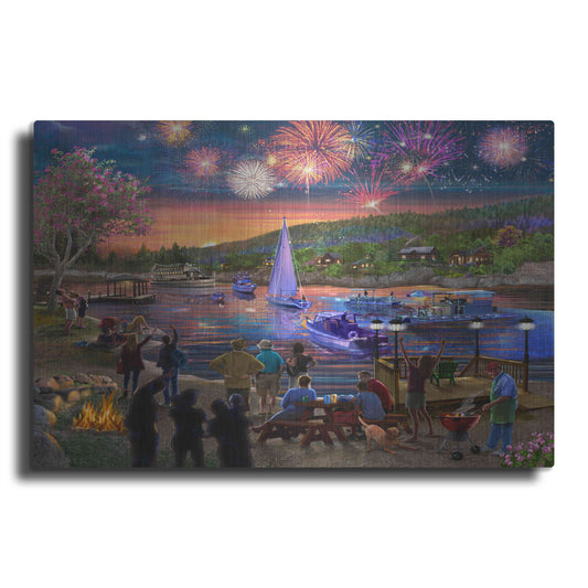 Luxe Metal Art 'Summer Fireworks 2' by Bigelow Illustrations, Metal Wall Art