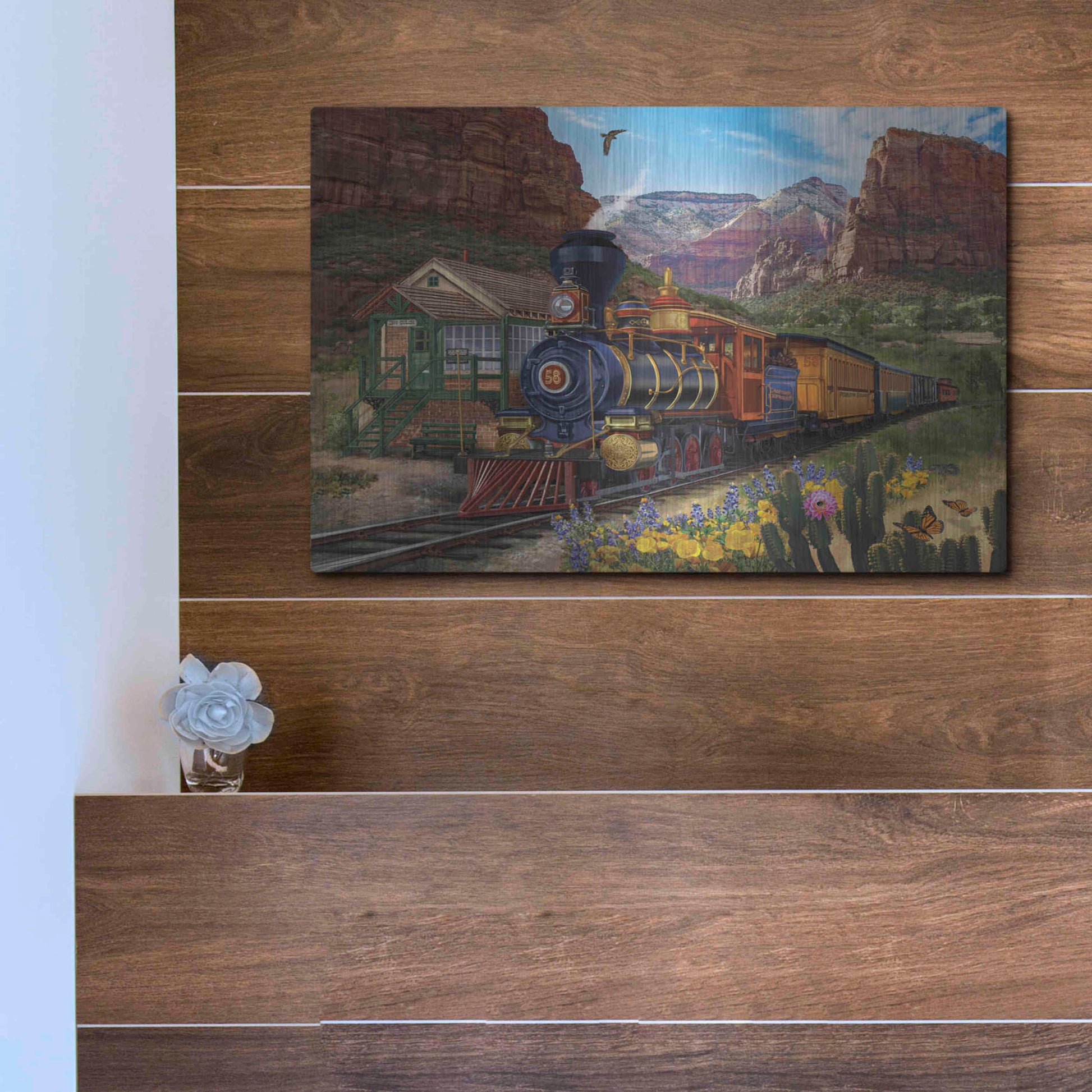 Luxe Metal Art 'Canyon Express' by Bigelow Illustrations, Metal Wall Art,16x12