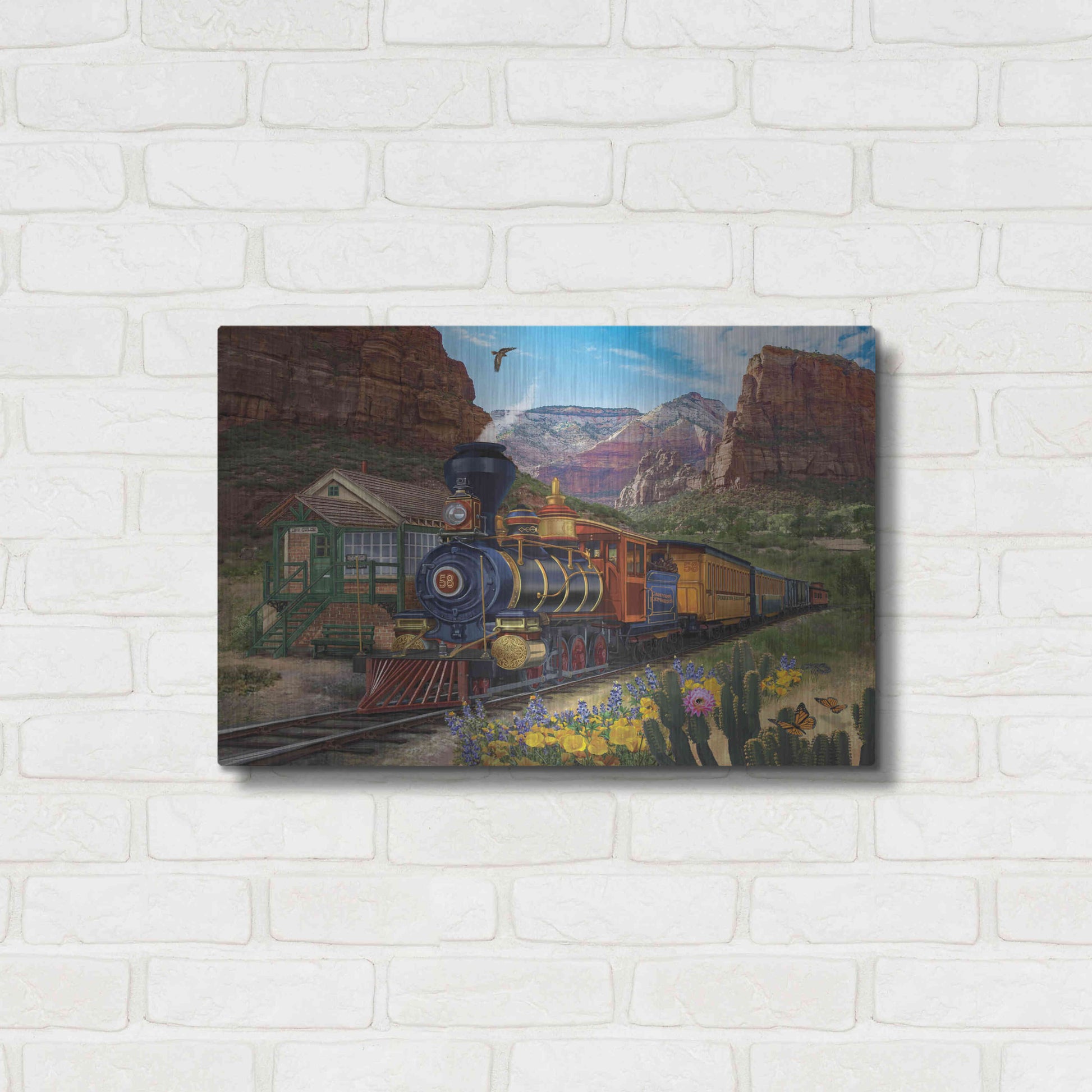 Luxe Metal Art 'Canyon Express' by Bigelow Illustrations, Metal Wall Art,24x16