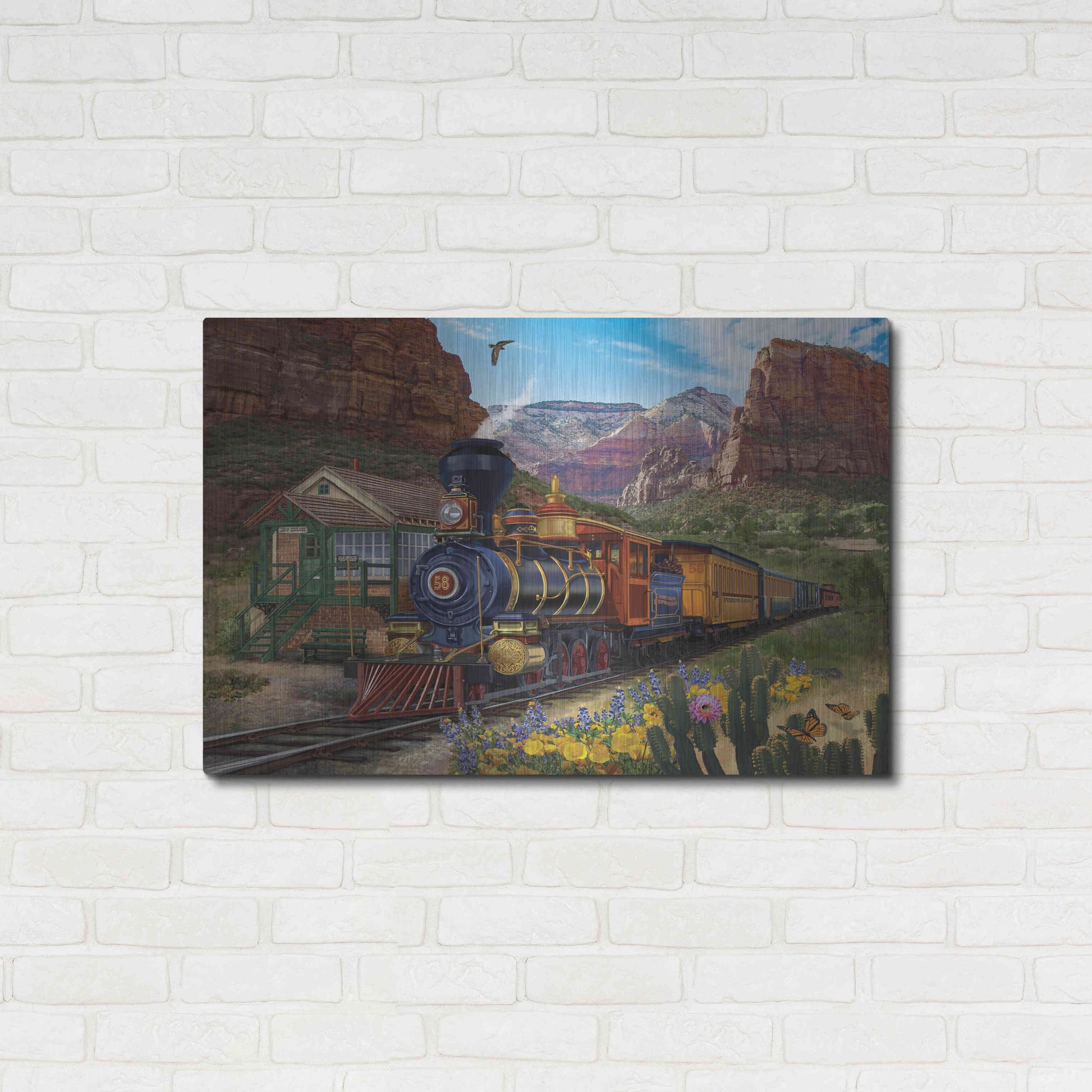 Luxe Metal Art 'Canyon Express' by Bigelow Illustrations, Metal Wall Art,36x24