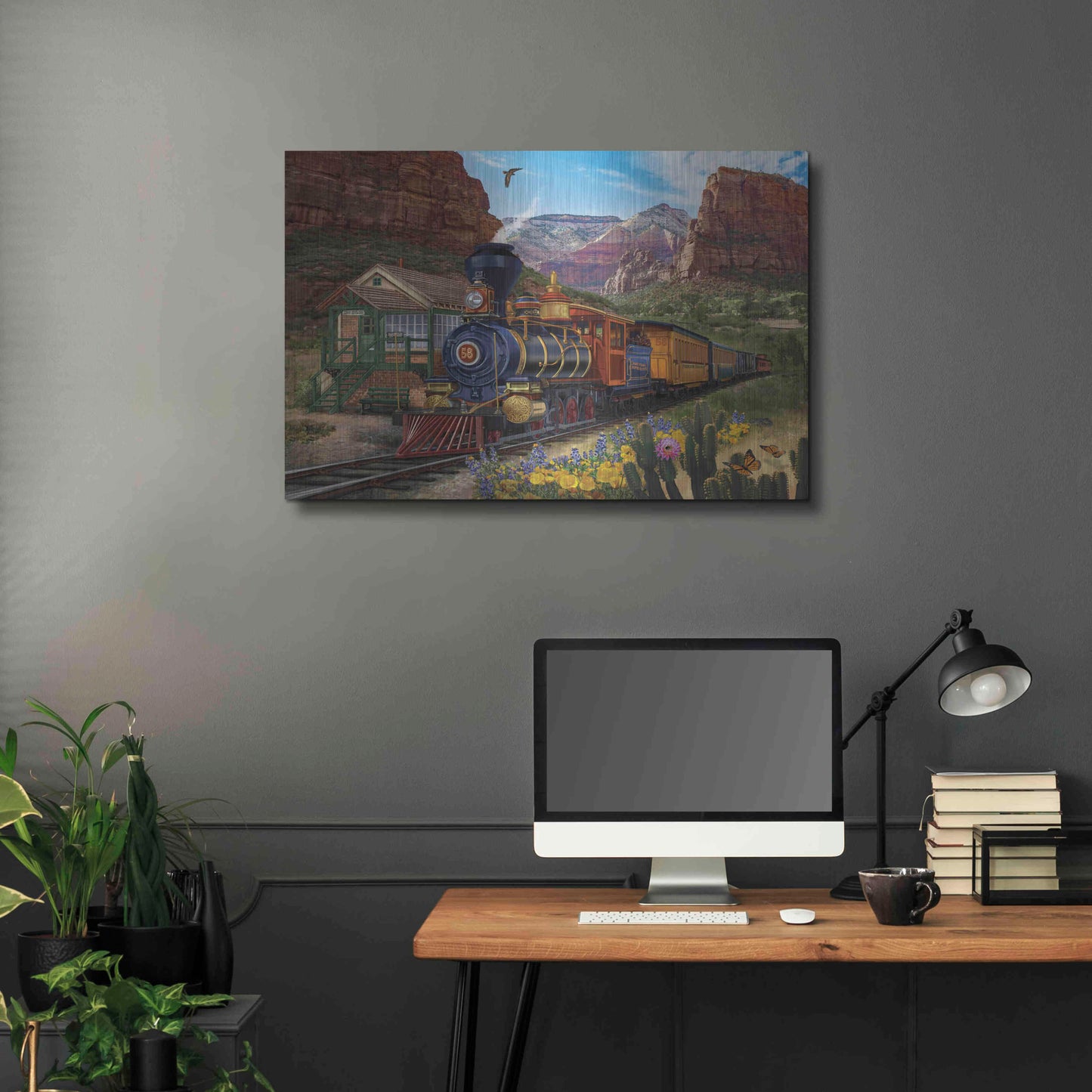 Luxe Metal Art 'Canyon Express' by Bigelow Illustrations, Metal Wall Art,36x24