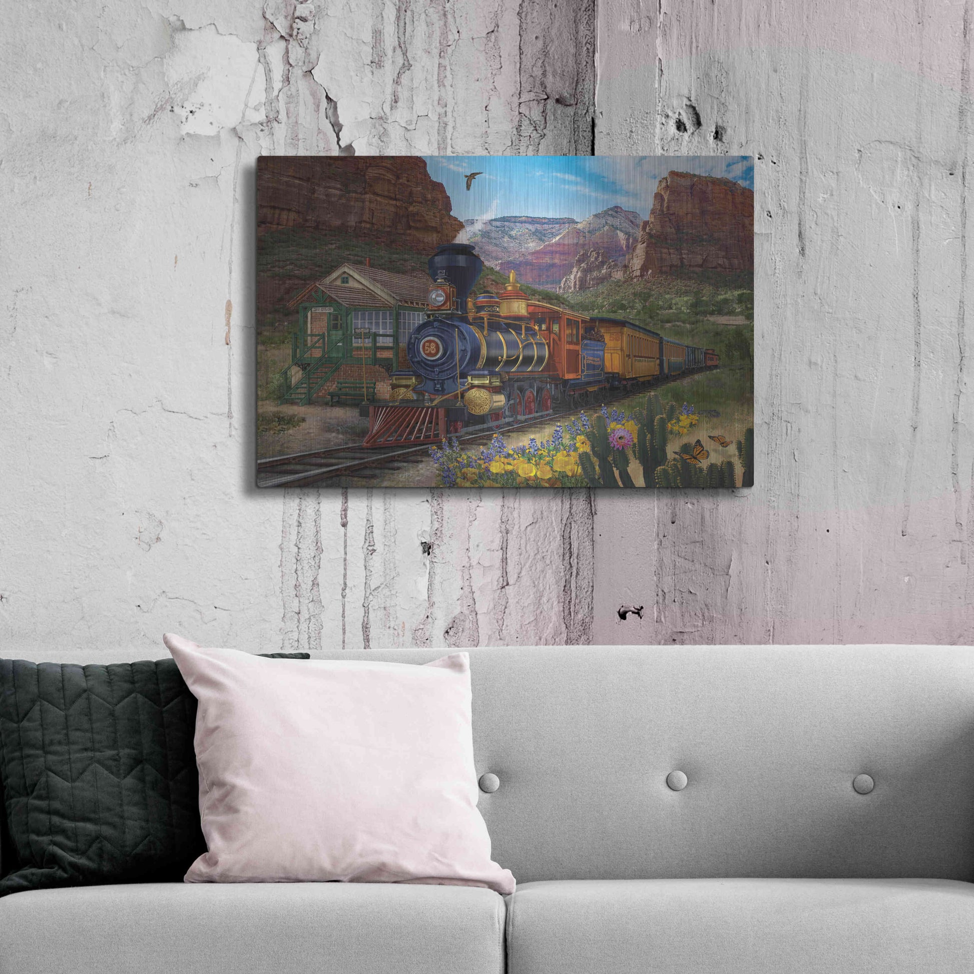 Luxe Metal Art 'Canyon Express' by Bigelow Illustrations, Metal Wall Art,36x24