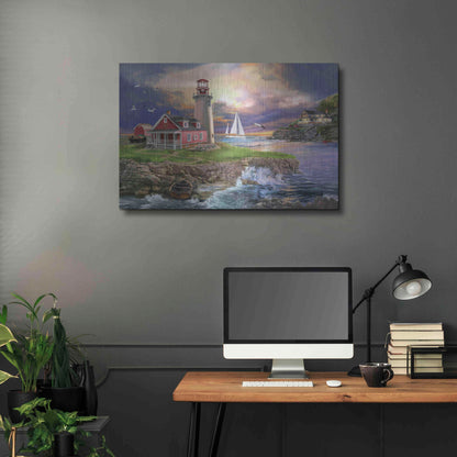 Luxe Metal Art 'Sunset Point Lighthouse' by Bigelow Illustrations, Metal Wall Art,36x24