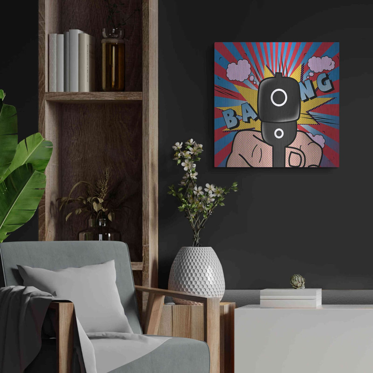 '16' by Mark Ashkenazi – Metal Wall Art, 24x24 room view