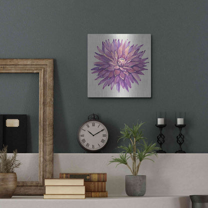 Luxe Metal Art 'Floral Portrait on Linen II' by Tim O'Toole, Metal Wall Art,12x12