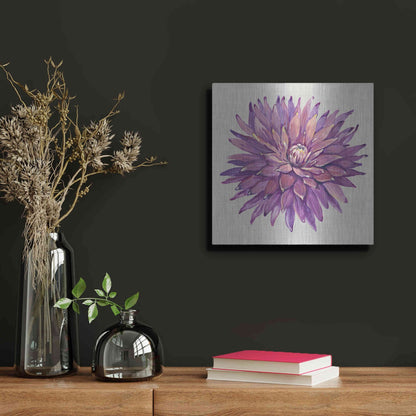 Luxe Metal Art 'Floral Portrait on Linen II' by Tim O'Toole, Metal Wall Art,12x12