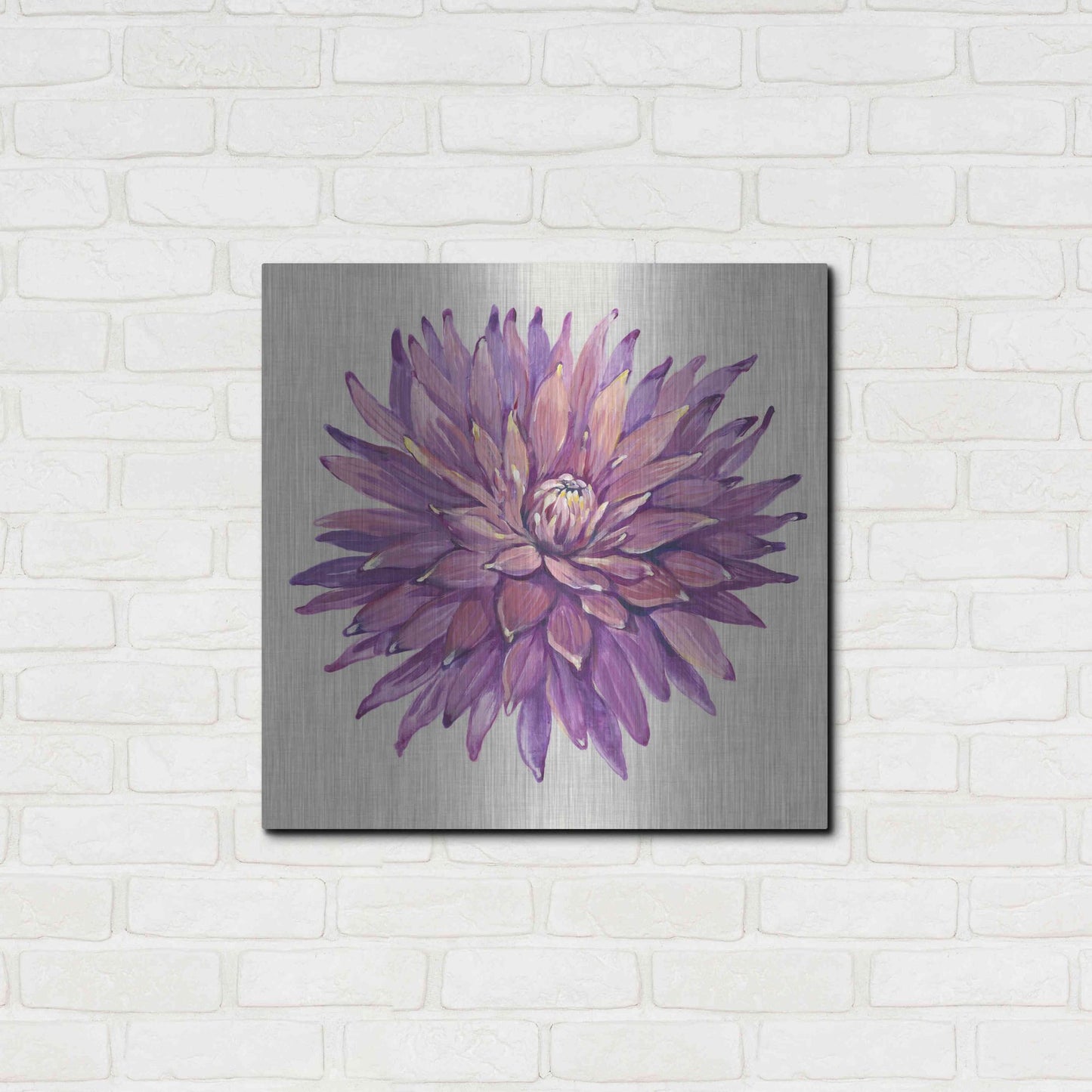 Luxe Metal Art 'Floral Portrait on Linen II' by Tim O'Toole, Metal Wall Art,24x24