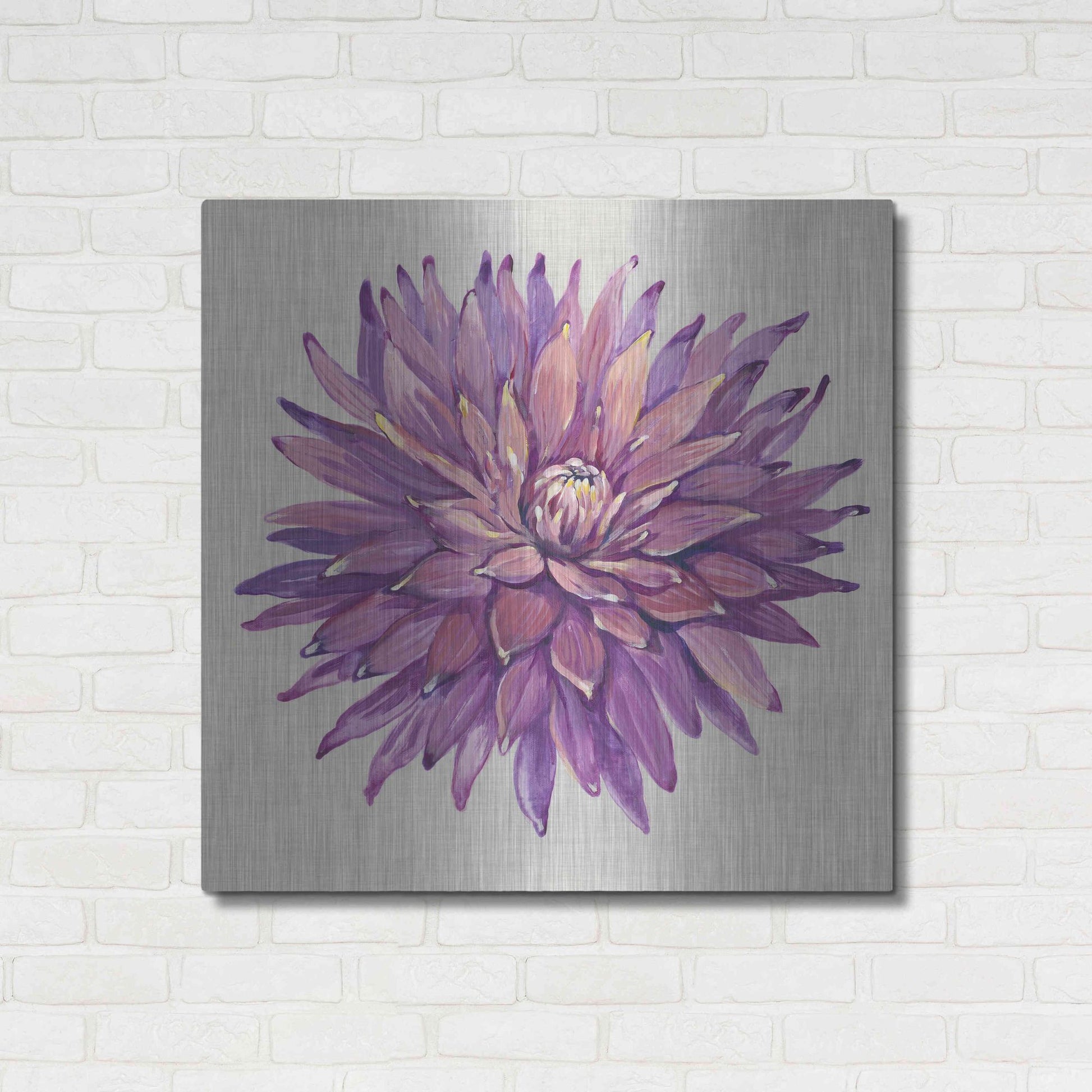 Luxe Metal Art 'Floral Portrait on Linen II' by Tim O'Toole, Metal Wall Art,36x36