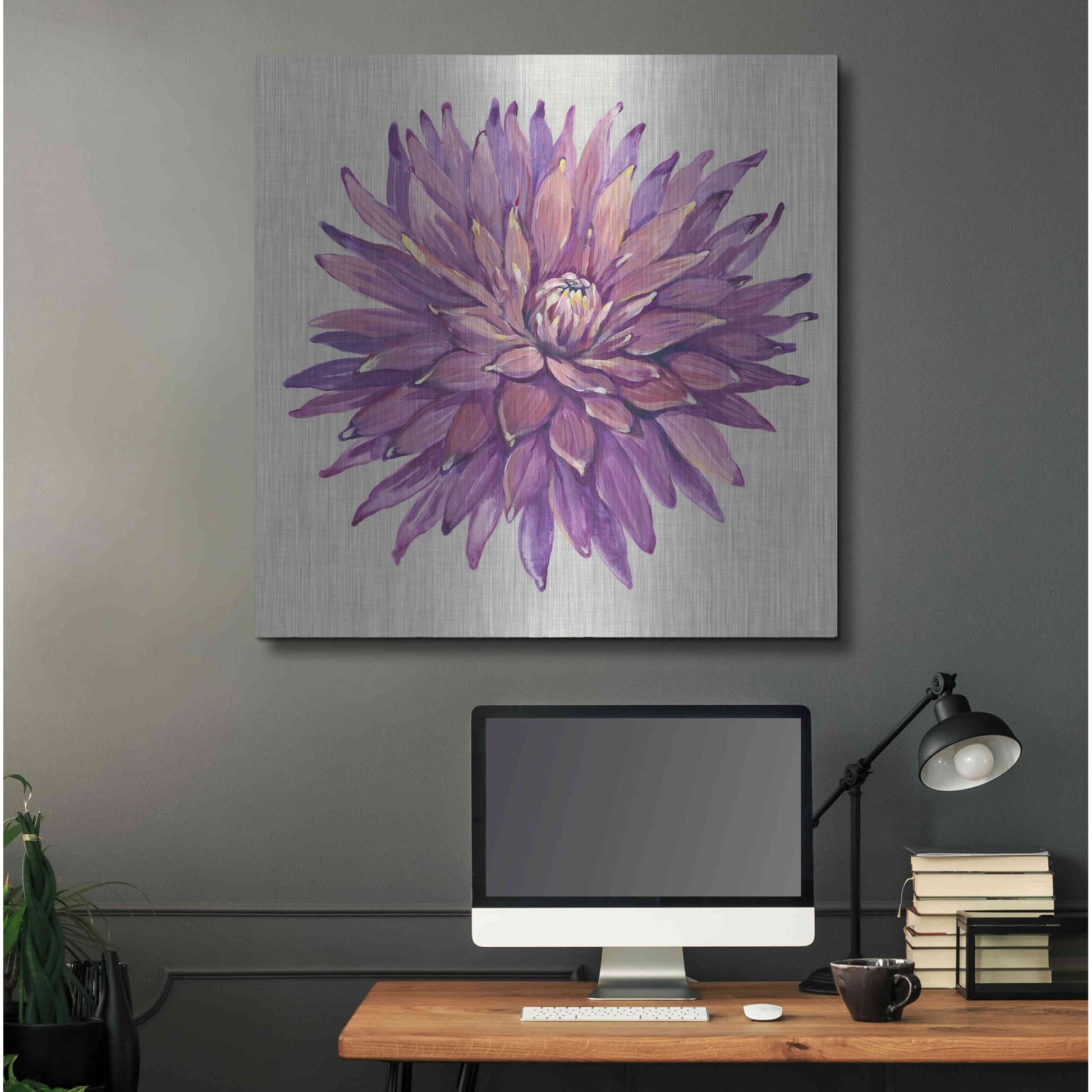 Luxe Metal Art 'Floral Portrait on Linen II' by Tim O'Toole, Metal Wall Art,36x36