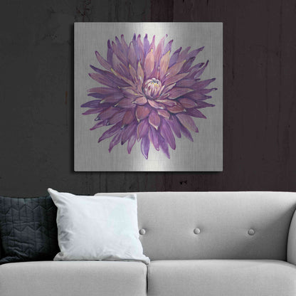 Luxe Metal Art 'Floral Portrait on Linen II' by Tim O'Toole, Metal Wall Art,36x36