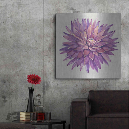 Luxe Metal Art 'Floral Portrait on Linen II' by Tim O'Toole, Metal Wall Art,36x36