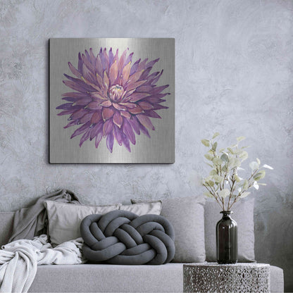 Luxe Metal Art 'Floral Portrait on Linen II' by Tim O'Toole, Metal Wall Art,36x36