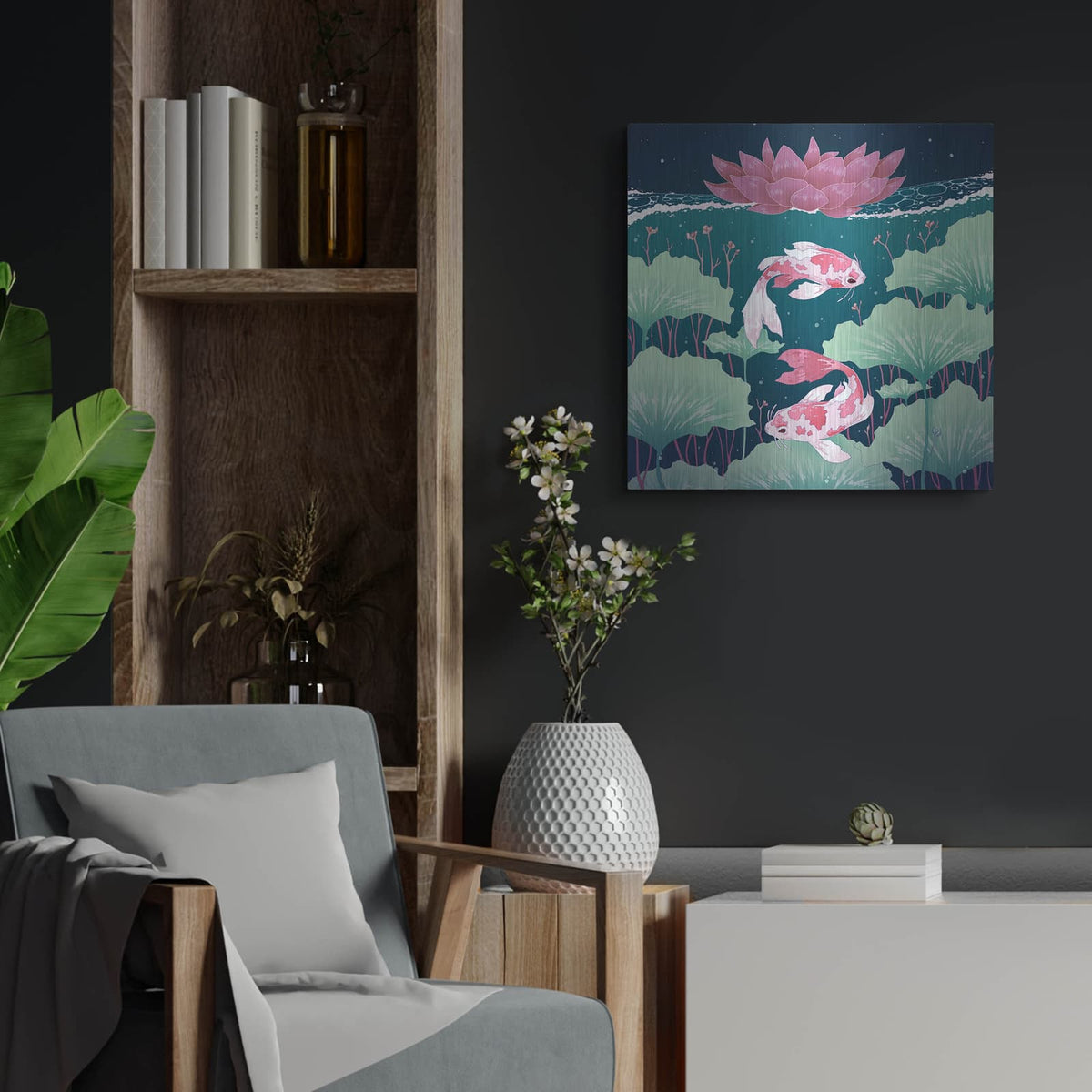 'Serenity Green' by Avery Multer – Metal Wall Art, 24x24 room view